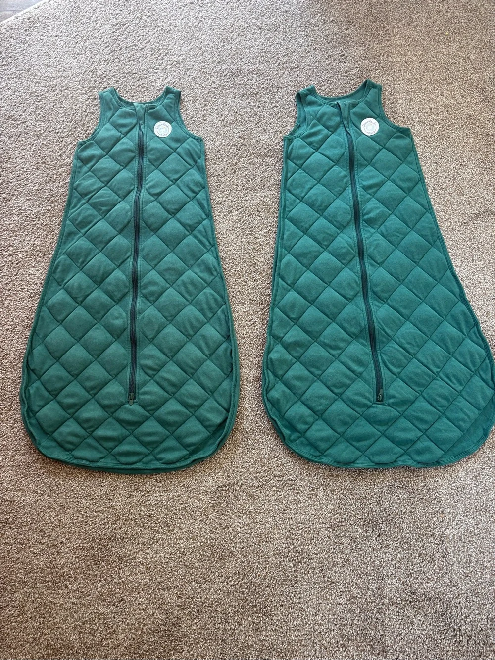 Quilted Teal Zippered Baby Sleep Sacks (Pair)